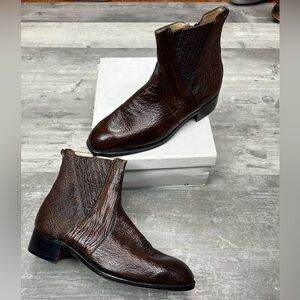 NEW Davids Brown Genuine Sharkskin Ankle Boots 11 D
